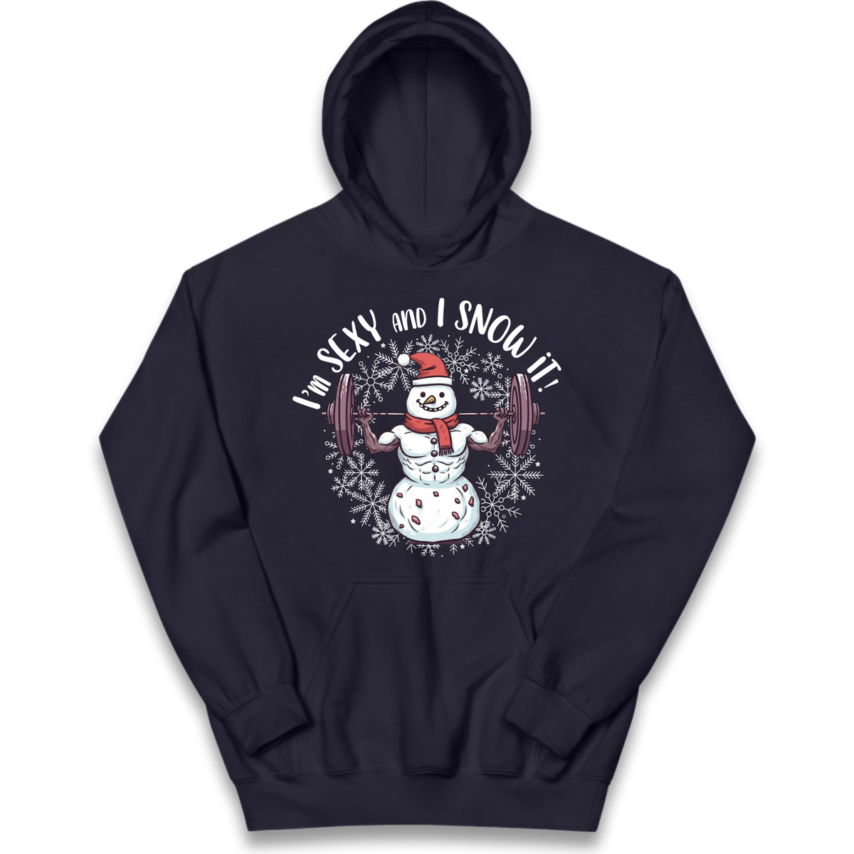 Gym Snowman Graphic Christmas Kids Hoodie