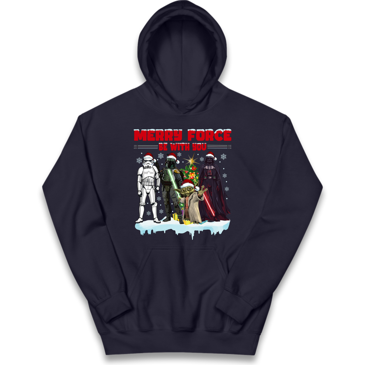 Merry Force Be With You Christmas Kids Hoodie