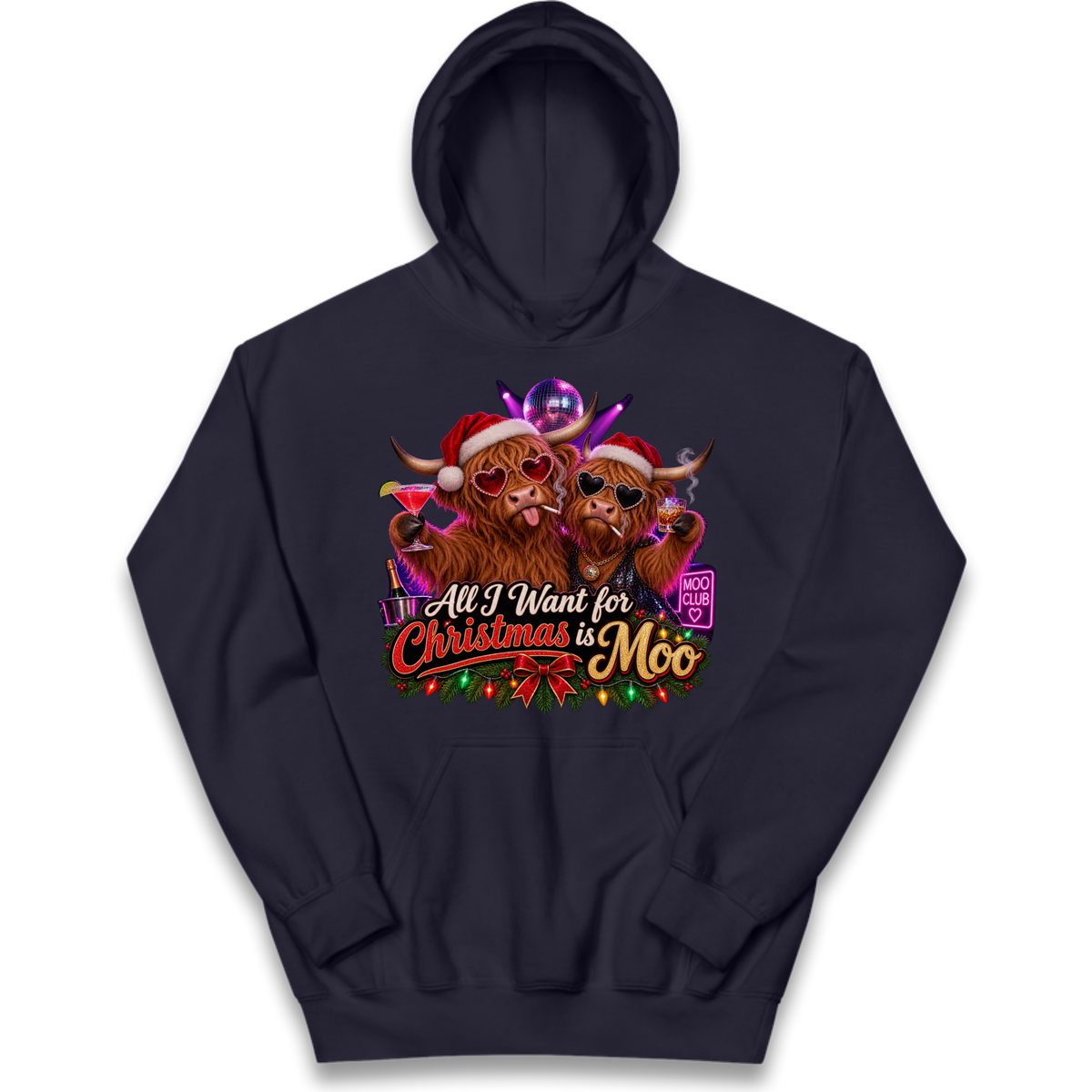 Highland Cow Christmas Kids Hoodie