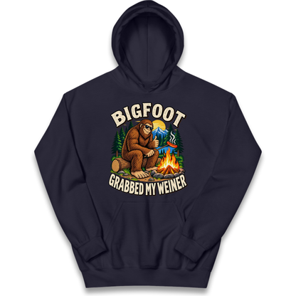 Bigfoot Grabbed My Weiner Camping Kids Hoodie