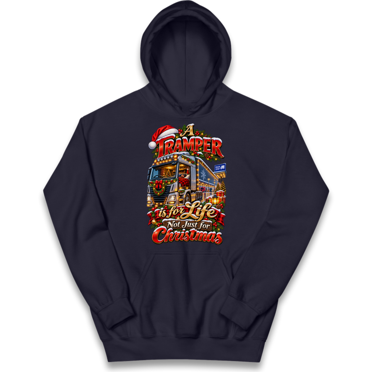 Trucker Christmas Kids Hoodie