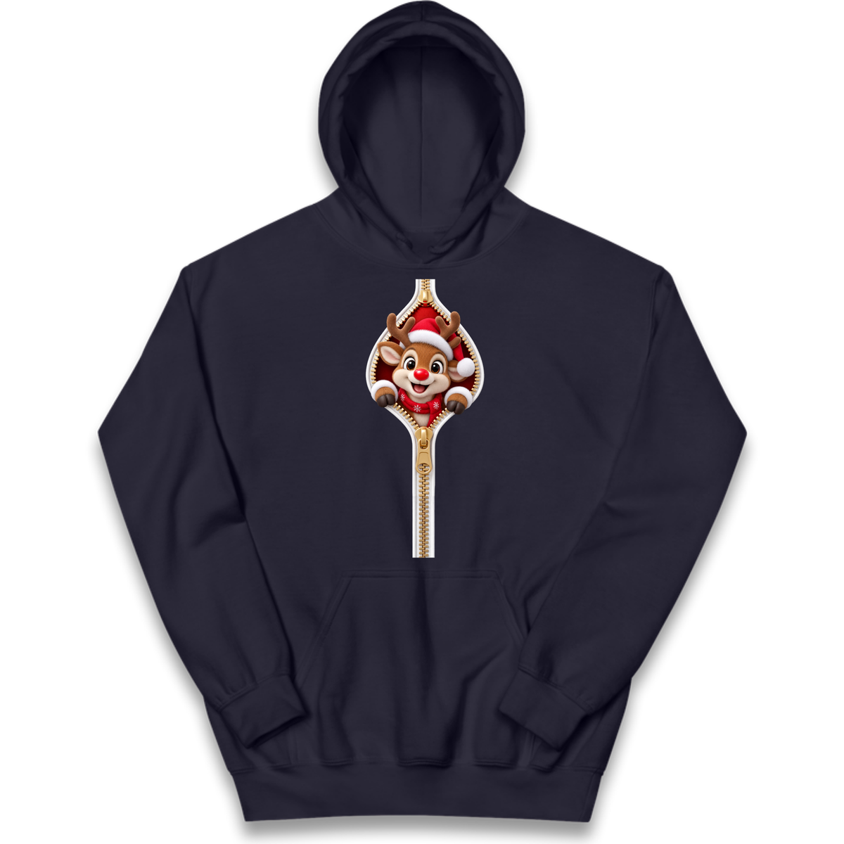Reindeer Zip Christmas Kids Hoodie