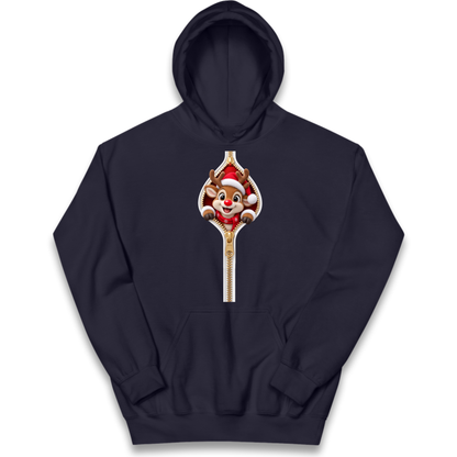 Reindeer Zip Christmas Kids Hoodie