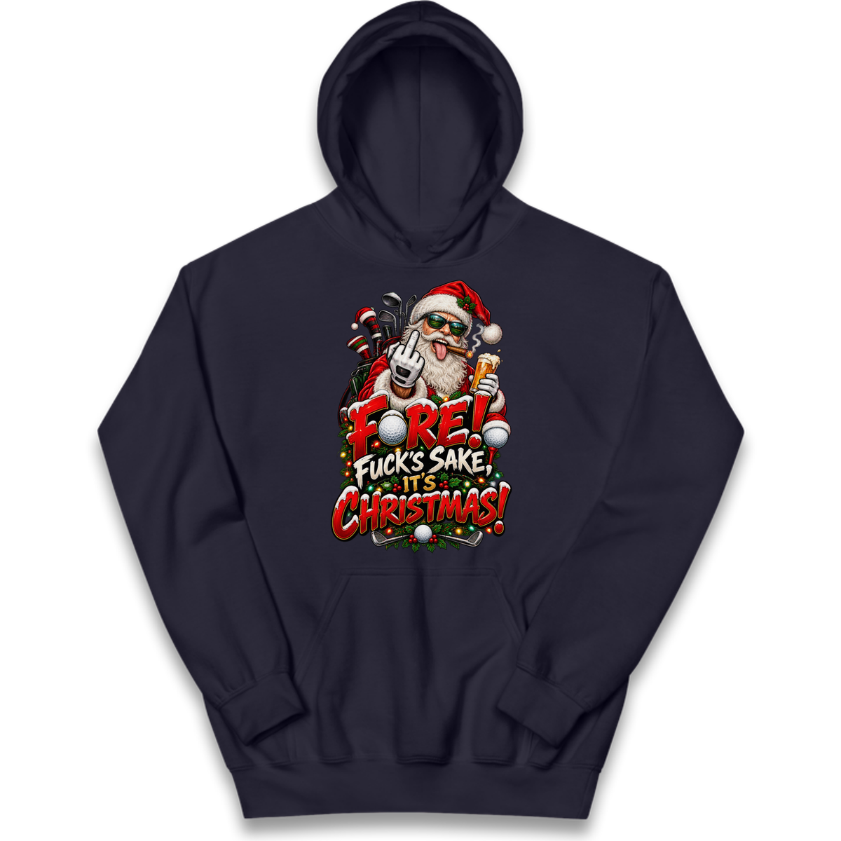 Rude Golf Christmas Kids Hoodie