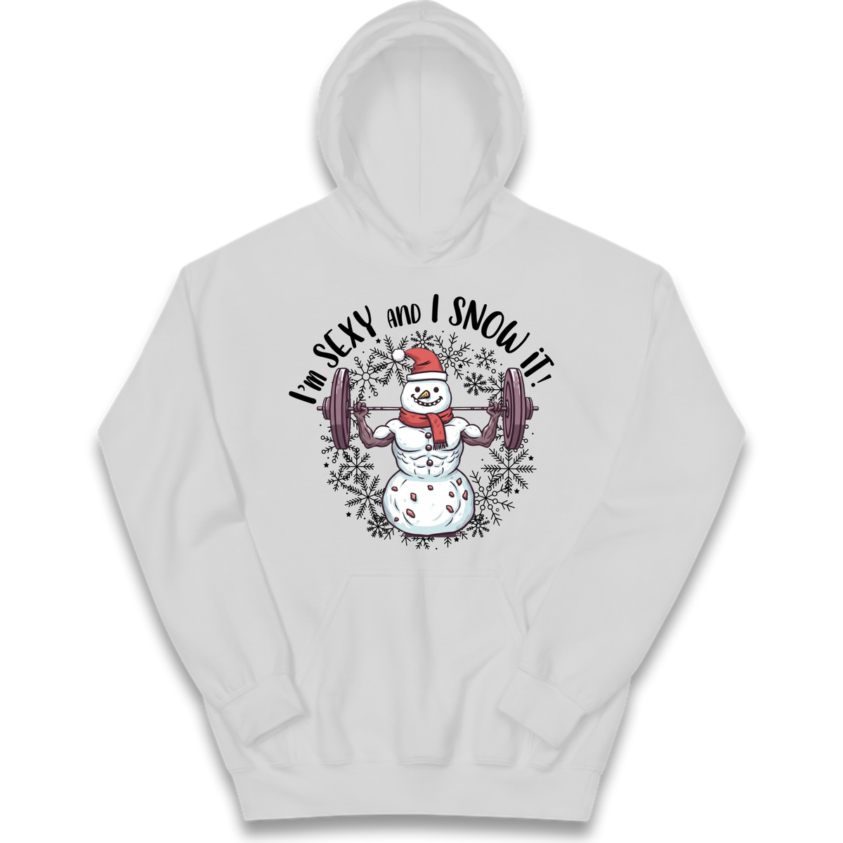Gym Snowman Graphic Christmas Kids Hoodie