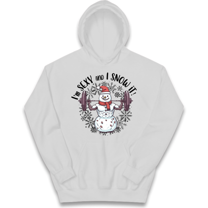 Gym Snowman Graphic Christmas Kids Hoodie