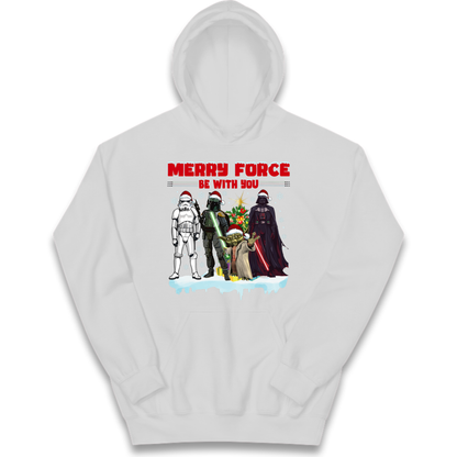 Merry Force Be With You Christmas Kids Hoodie