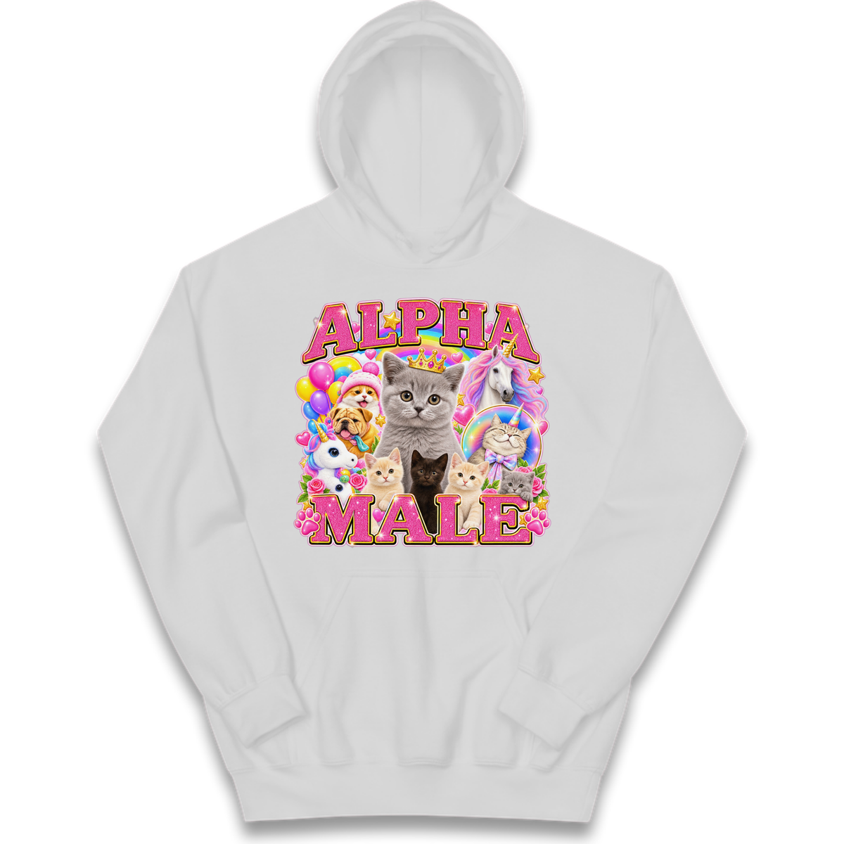 Alpha Male Funny Kitten Unicorn Kids Hoodie