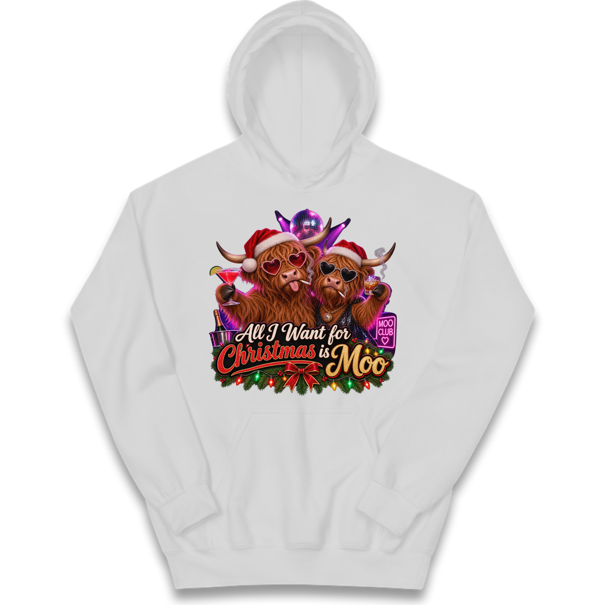Highland Cow Christmas Kids Hoodie