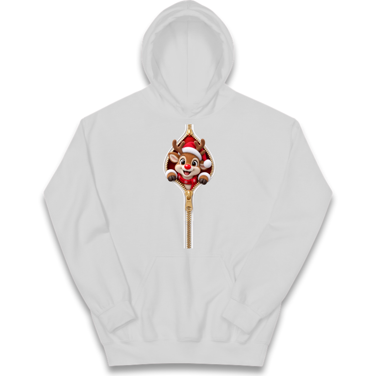 Reindeer Zip Christmas Kids Hoodie