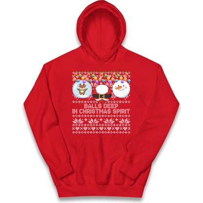 Balls Deep in Christmas Spirit Christmas Jumper Kids Hoodie