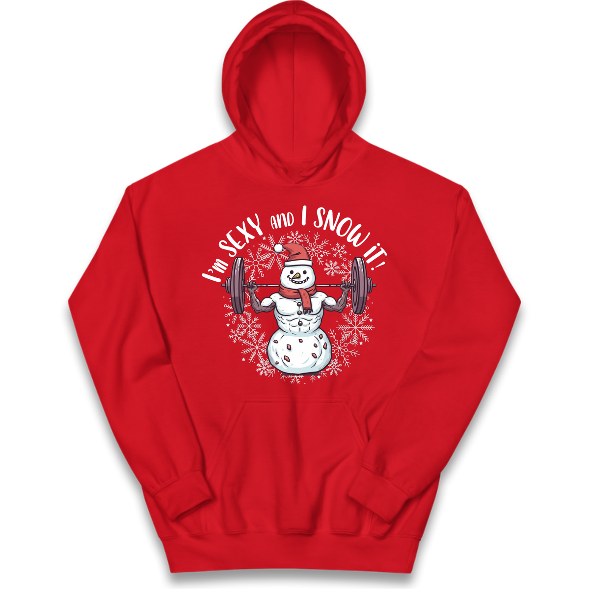 Gym Snowman Graphic Christmas Kids Hoodie