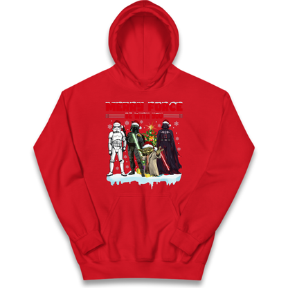Merry Force Be With You Christmas Kids Hoodie