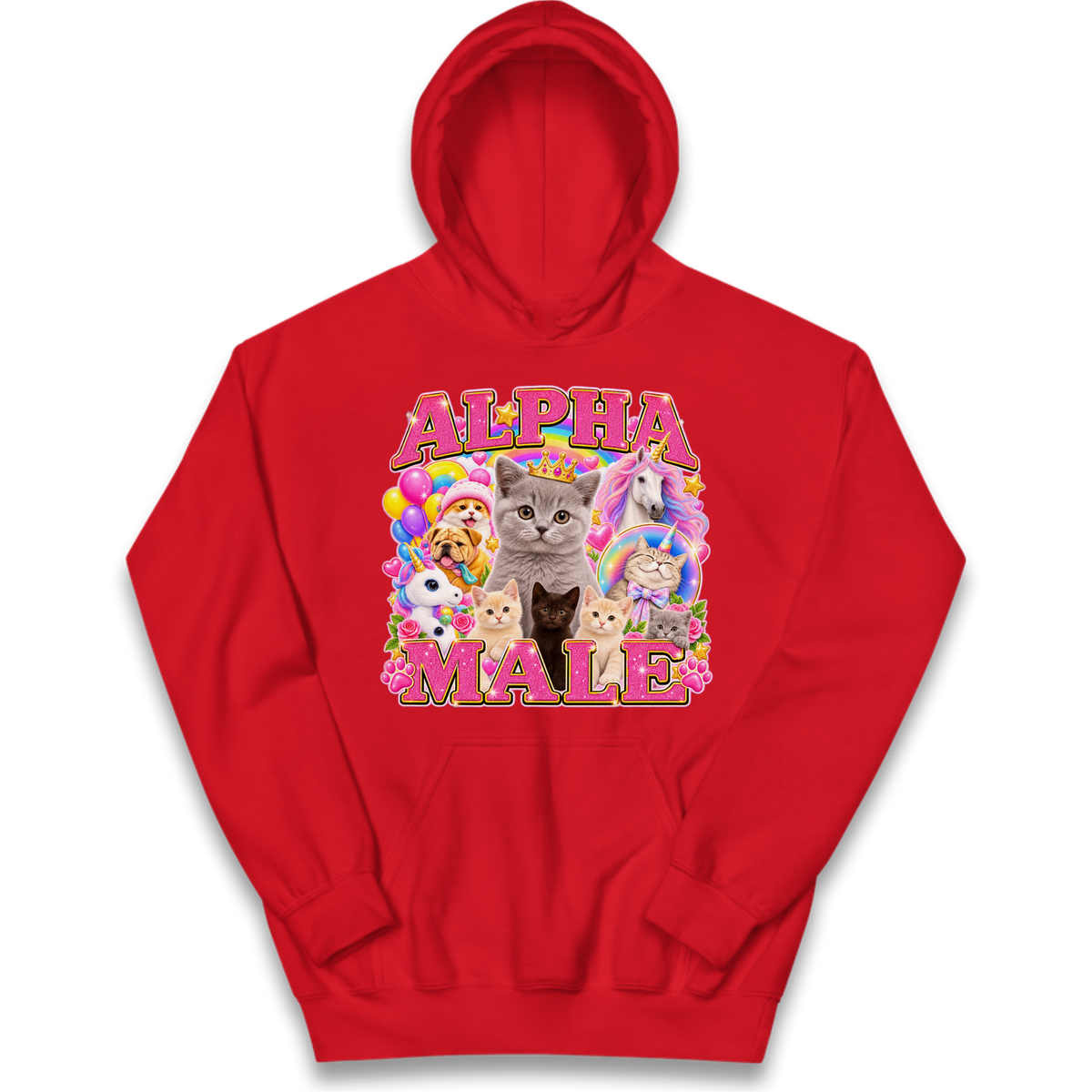 Alpha Male Funny Kitten Unicorn Kids Hoodie