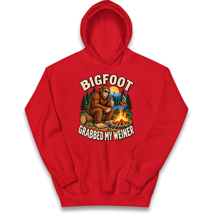 Bigfoot Grabbed My Weiner Camping Kids Hoodie