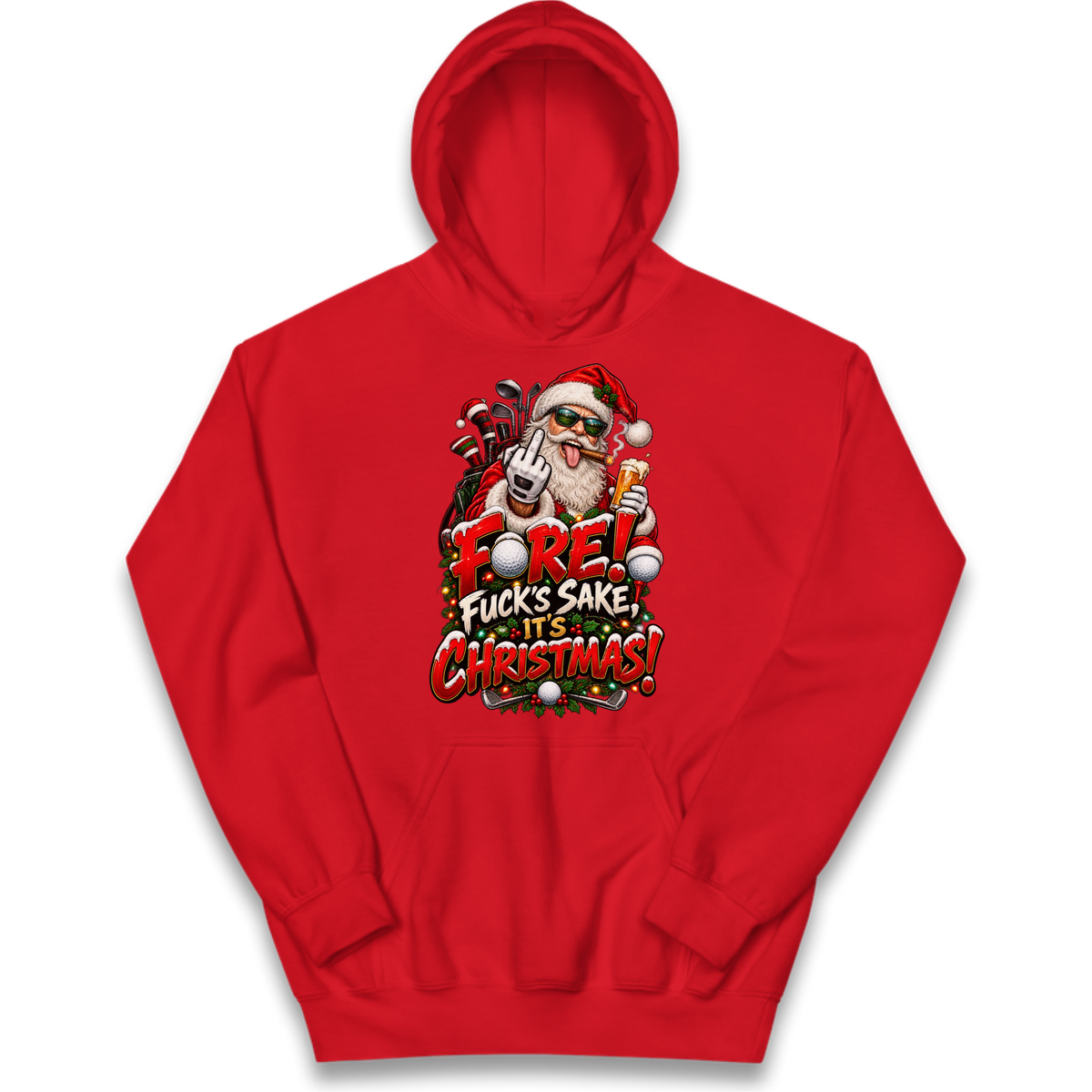 Rude Golf Christmas Kids Hoodie
