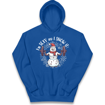 Gym Snowman Graphic Christmas Kids Hoodie