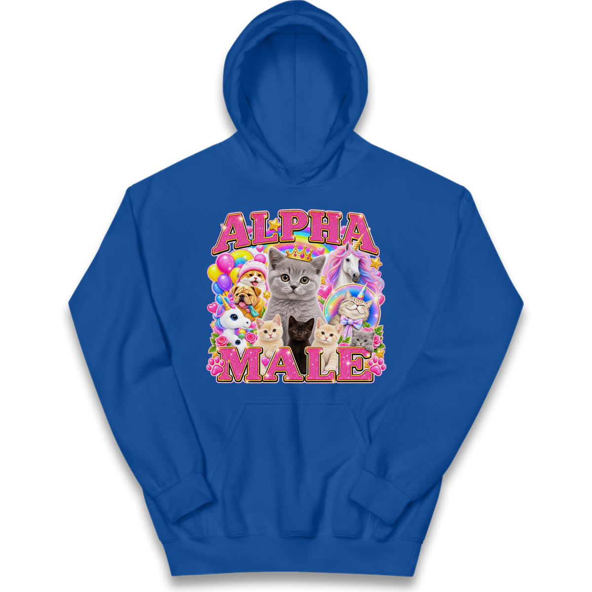 Alpha Male Funny Kitten Unicorn Kids Hoodie