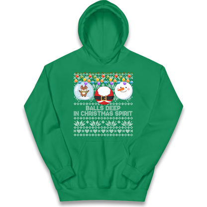Balls Deep in Christmas Spirit Christmas Jumper Kids Hoodie