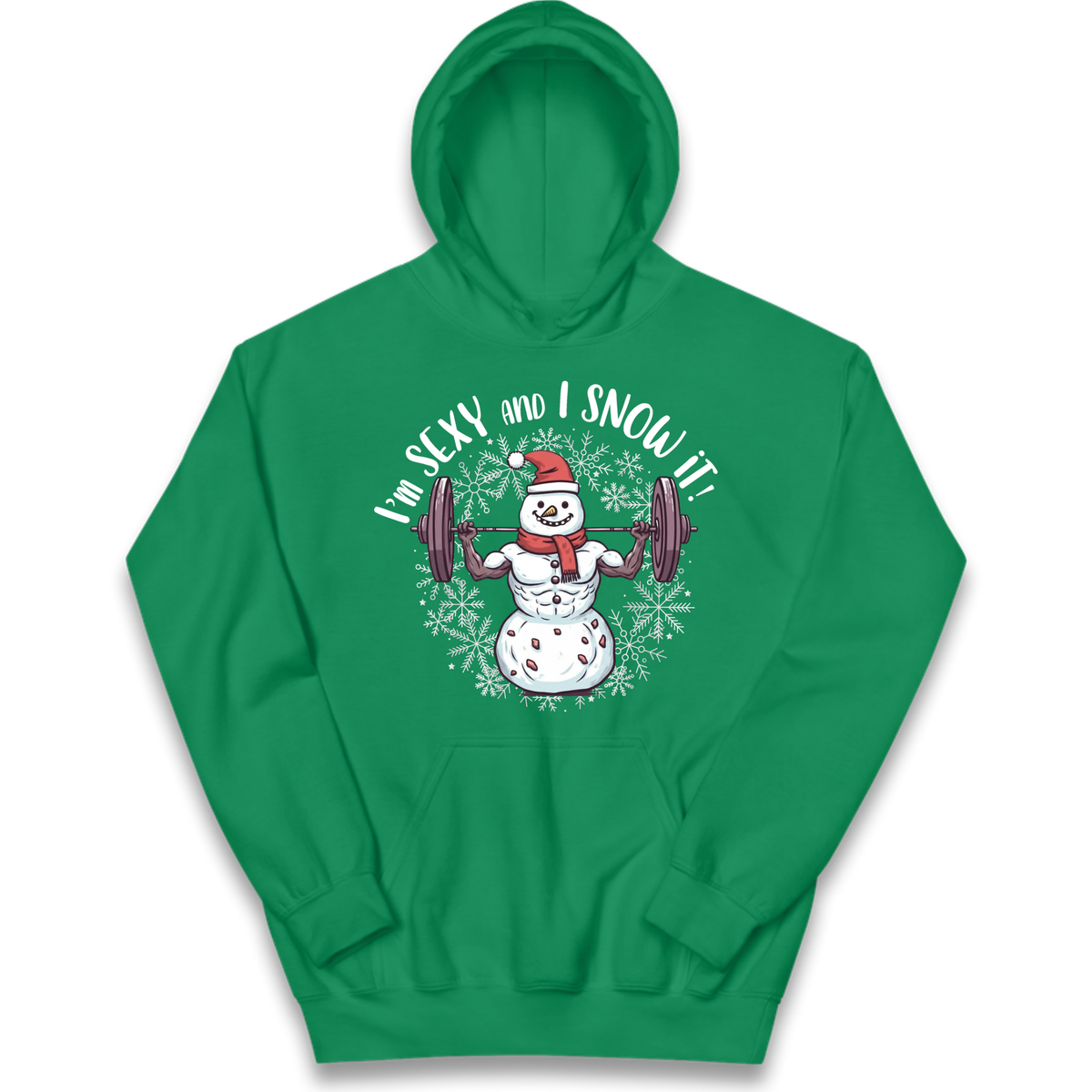 Gym Snowman Graphic Christmas Kids Hoodie