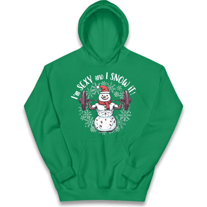 Gym Snowman Graphic Christmas Kids Hoodie