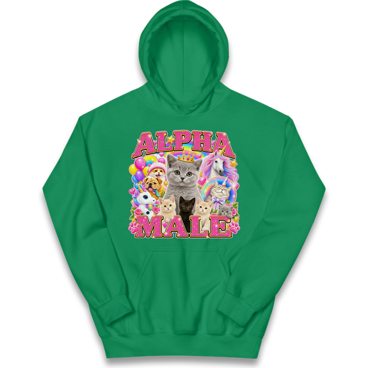 Alpha Male Funny Kitten Unicorn Kids Hoodie