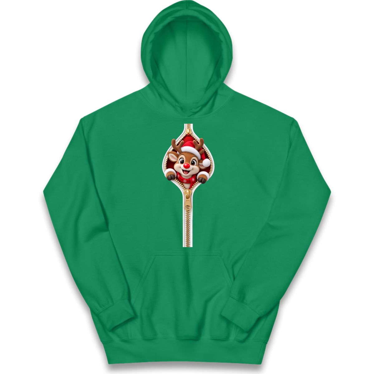 Reindeer Zip Christmas Kids Hoodie