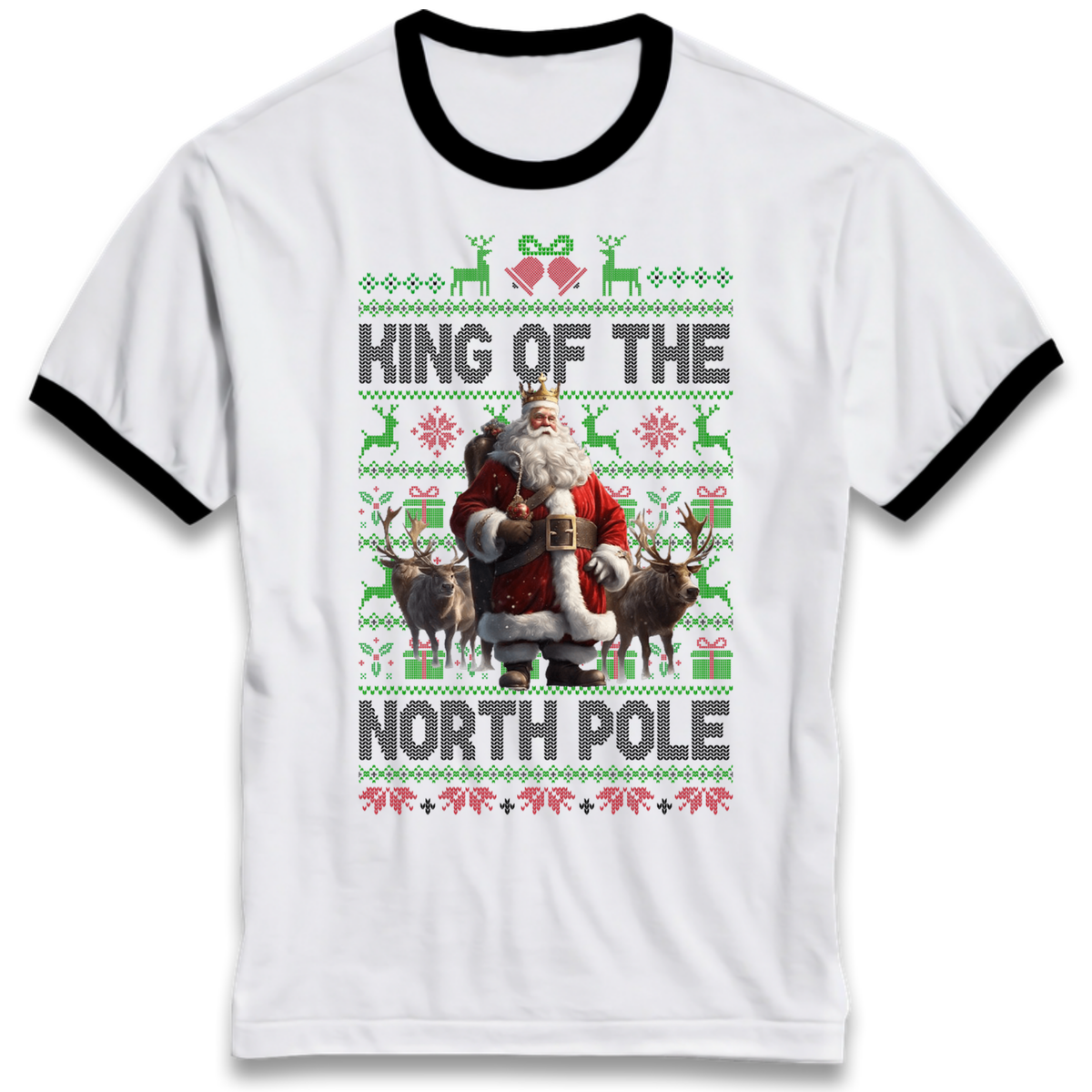 King Santa Christmas Ringer T-Shirt