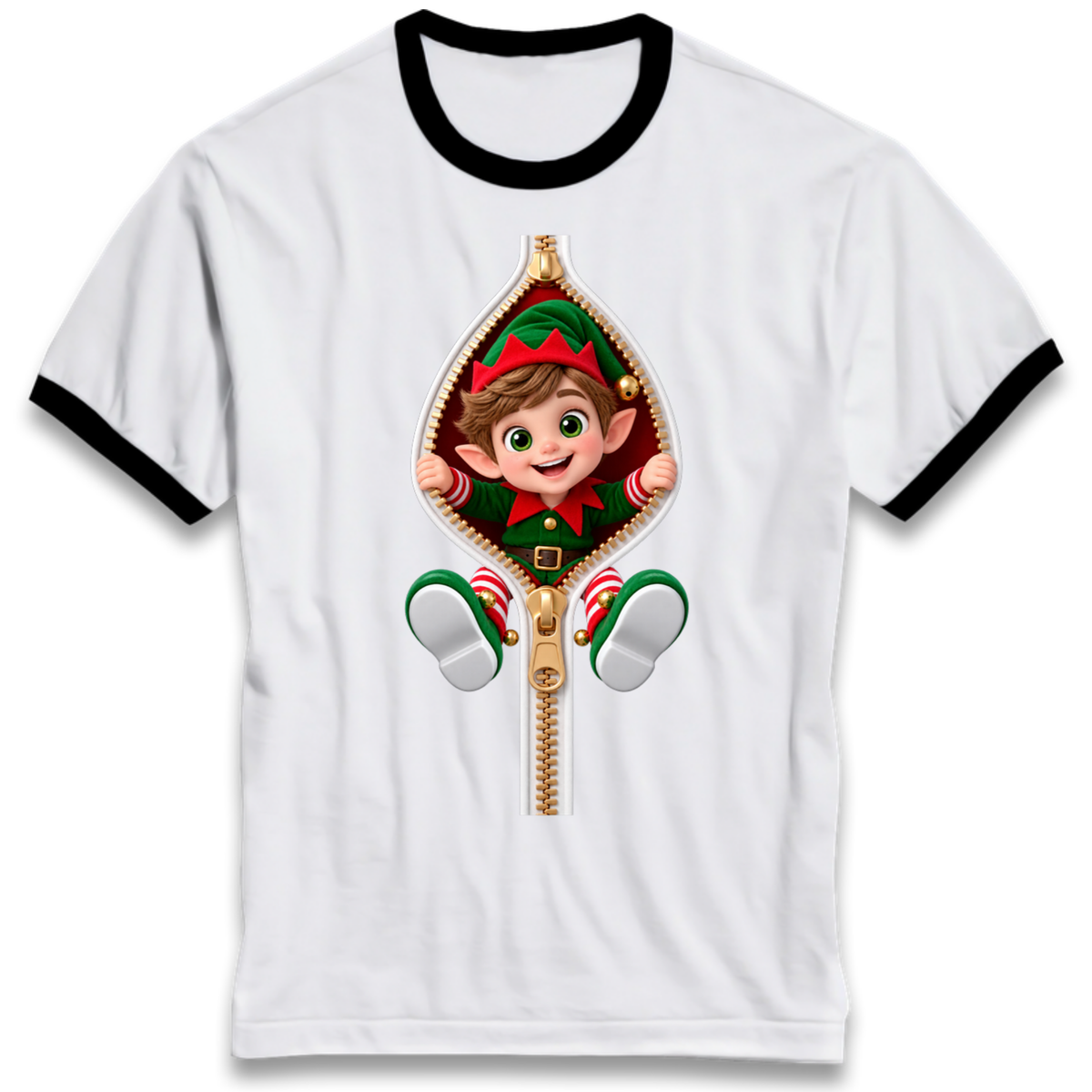 Elf Christmas Jumper Ringer T-Shirt