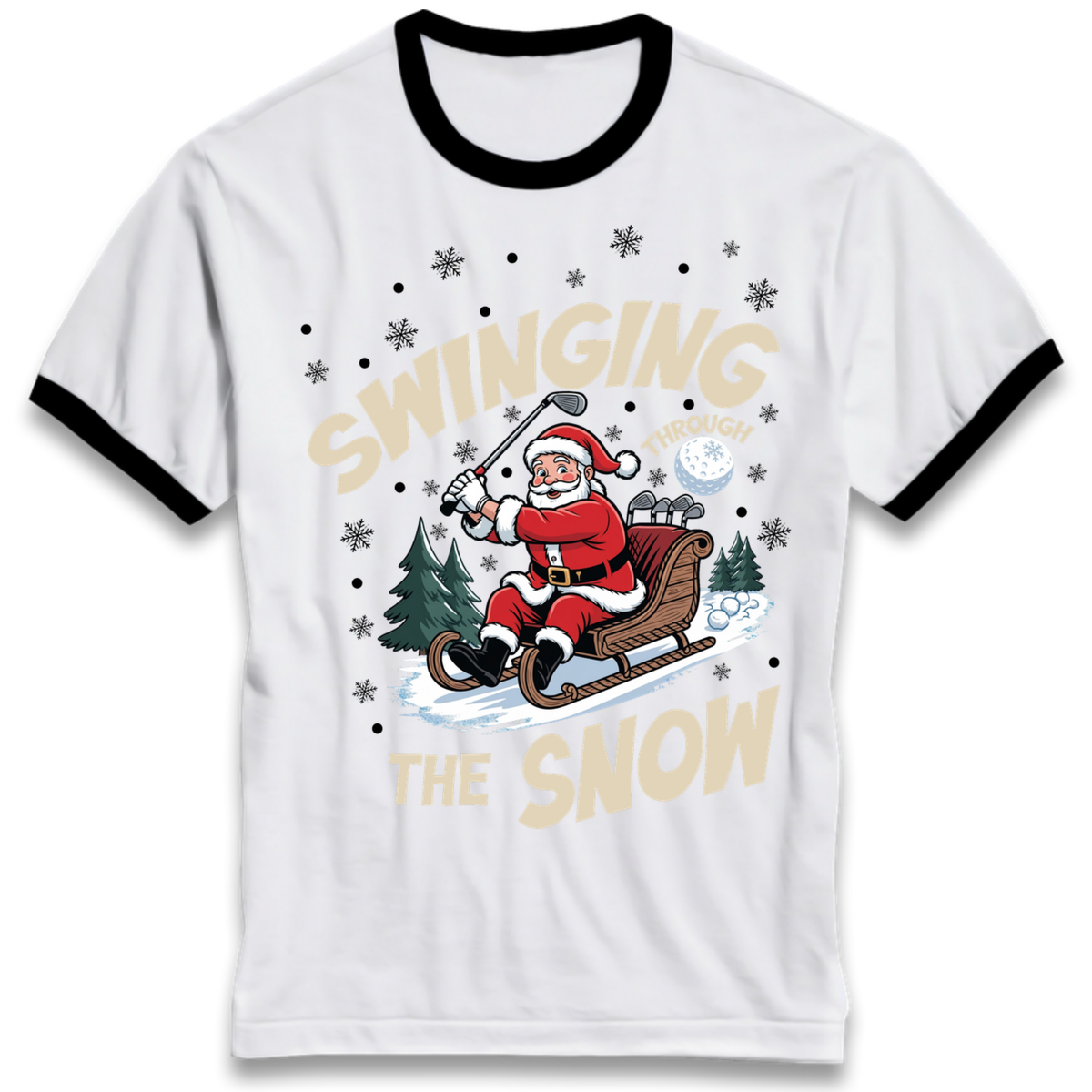 Christmas Golf Ringer T-Shirt