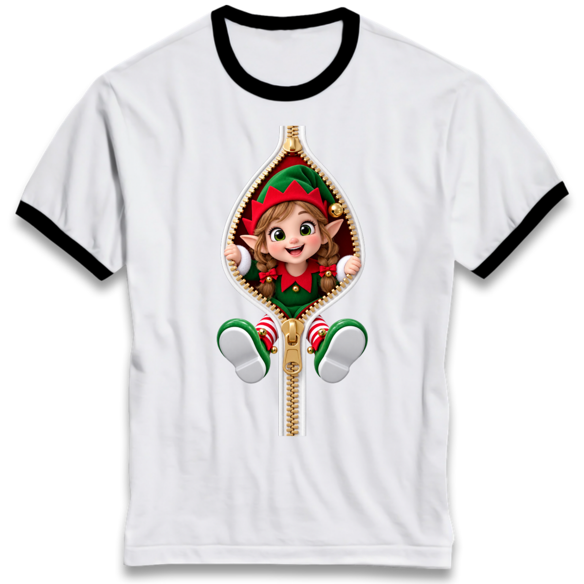 Elf Christmas Jumper Ringer T-Shirt