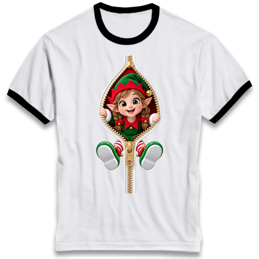 Elf Christmas Jumper Ringer T-Shirt