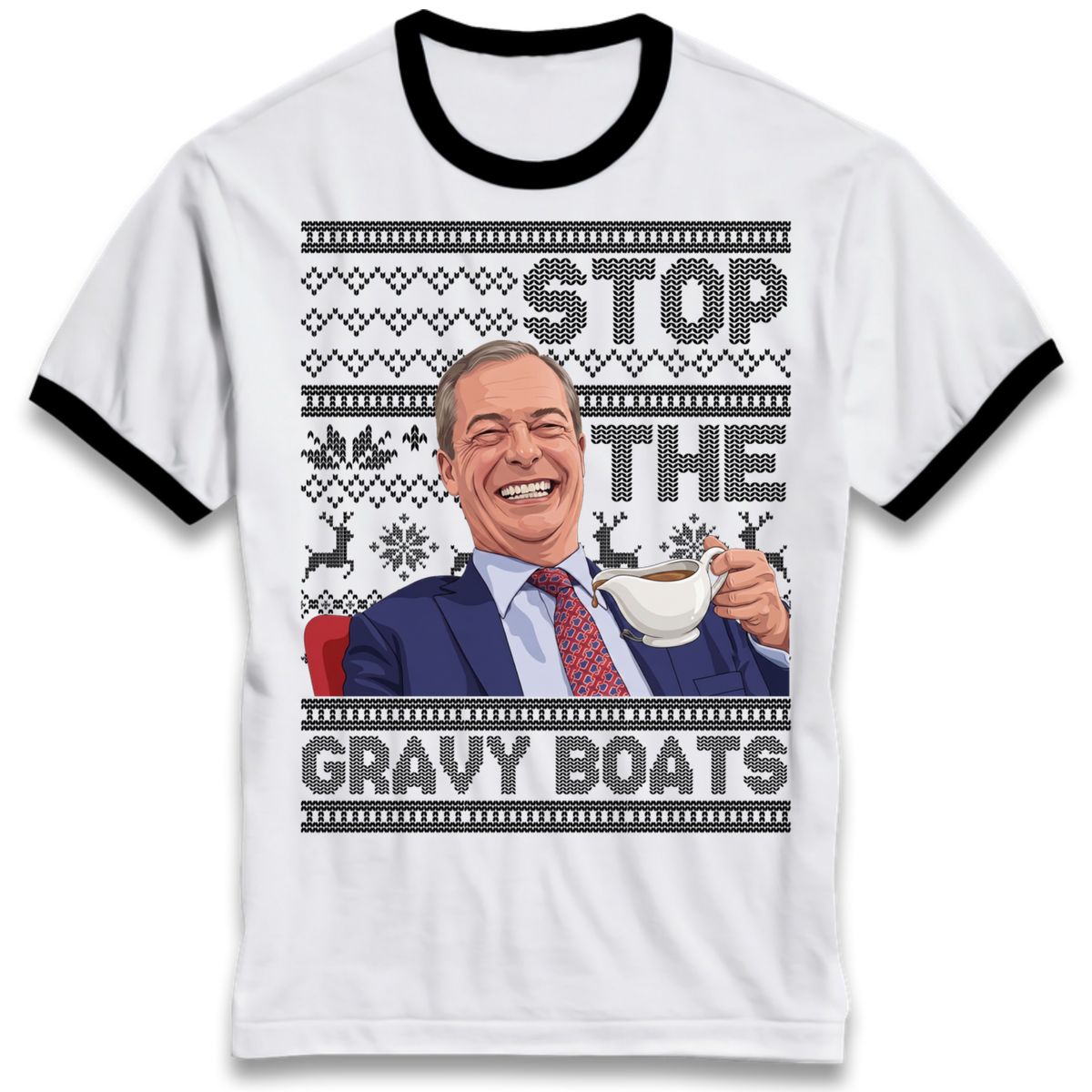 Satirical Festive Top Ringer T-Shirt