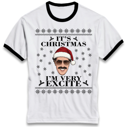 I Very Excite Christmas Ringer T-Shirt