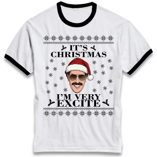 I Very Excite Christmas Ringer T-Shirt