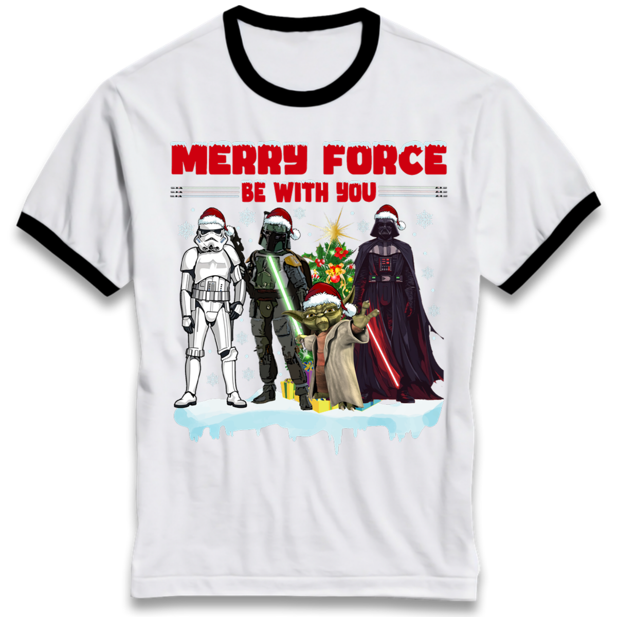 Merry Force Be With You Christmas Ringer T-Shirt