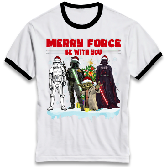 Merry Force Be With You Christmas Ringer T-Shirt