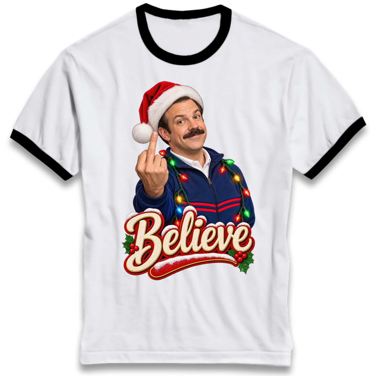 Ted Lasso Believe Christmas Ringer T-Shirt