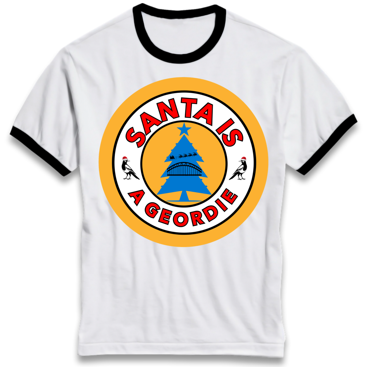 Geordie Santa  Christmas Ringer T-Shirt