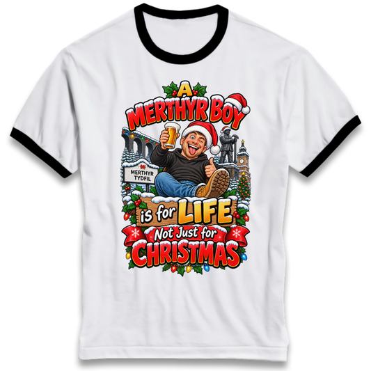 Merthyr Boy Christmas Ringer T-Shirt