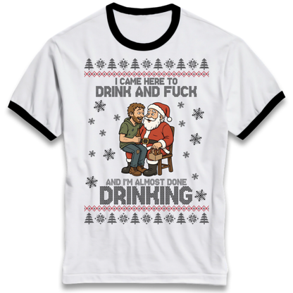Rude Santa Graphic Ringer T-Shirt