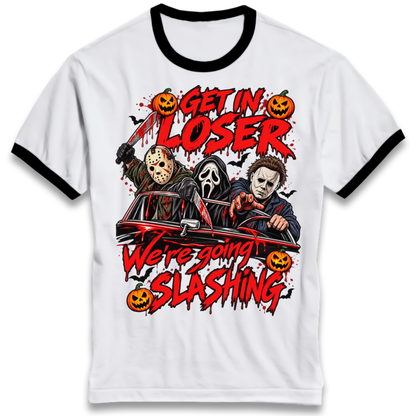 Retro Horror Movie Halloween Slasher Villains Ringer T-Shirt