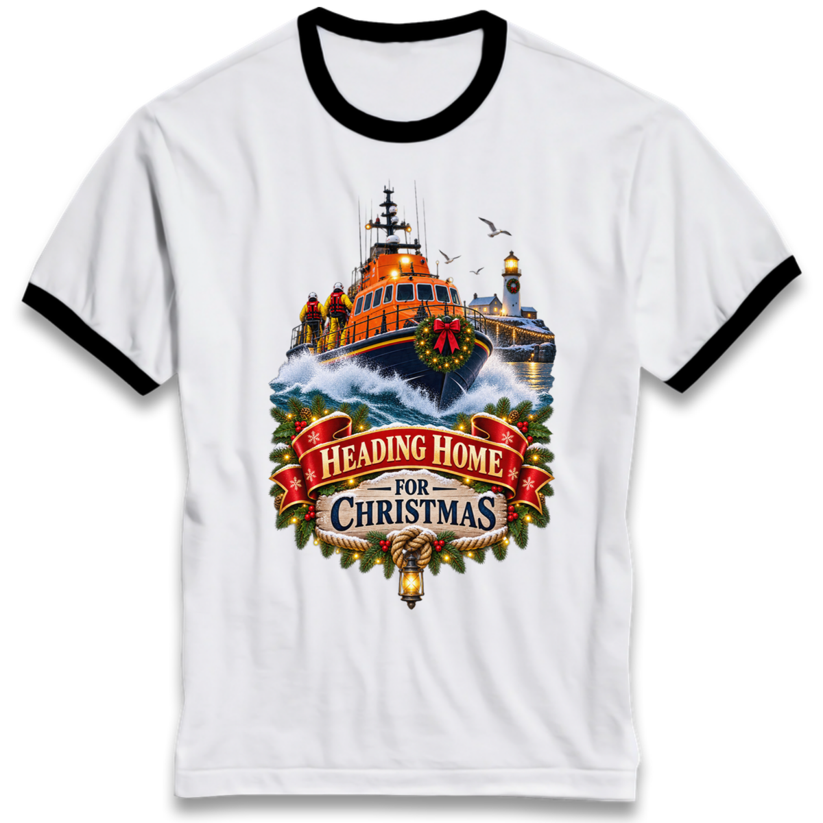 RNLI Christmas Ringer T-Shirt