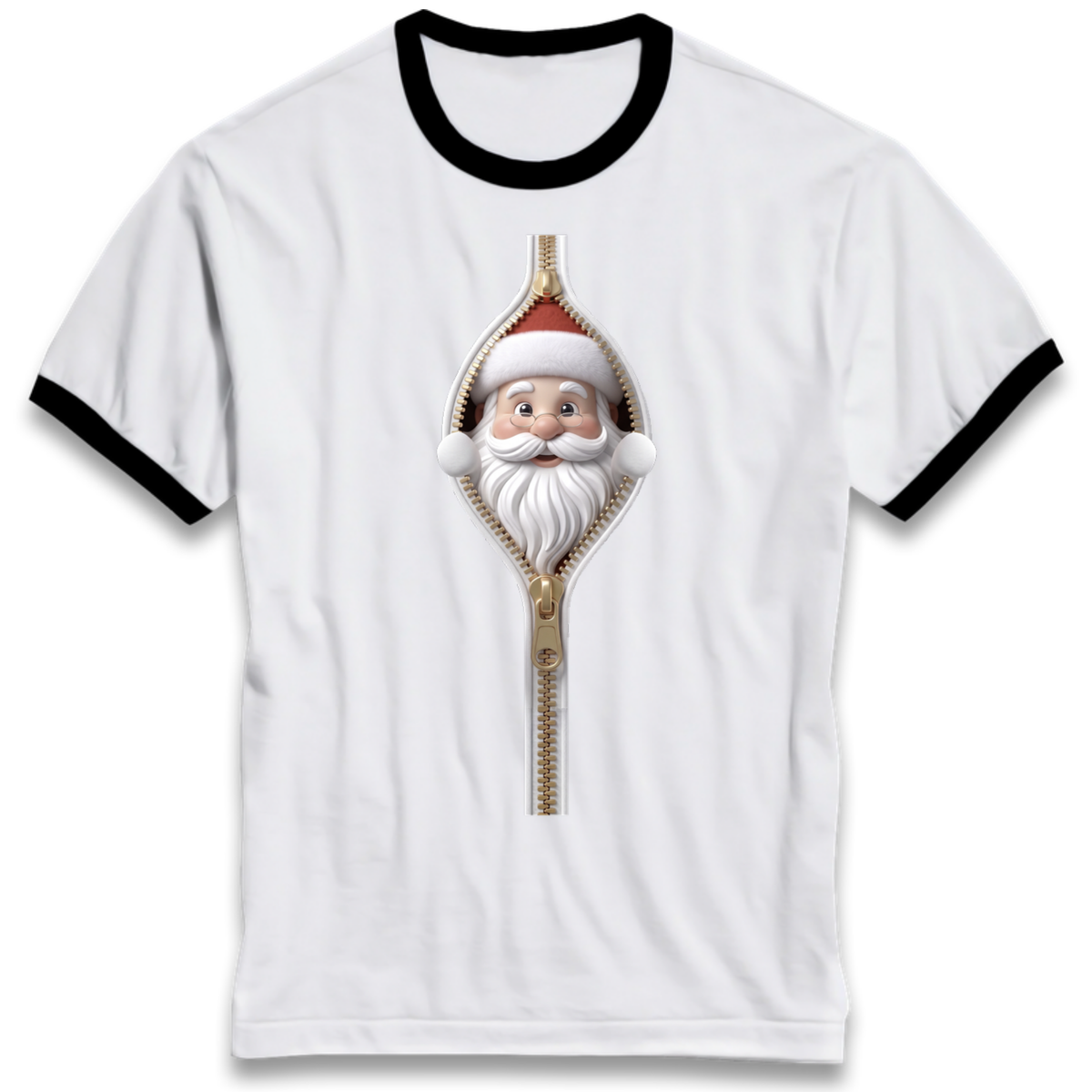 Santa Face Novelty Ringer T-Shirt