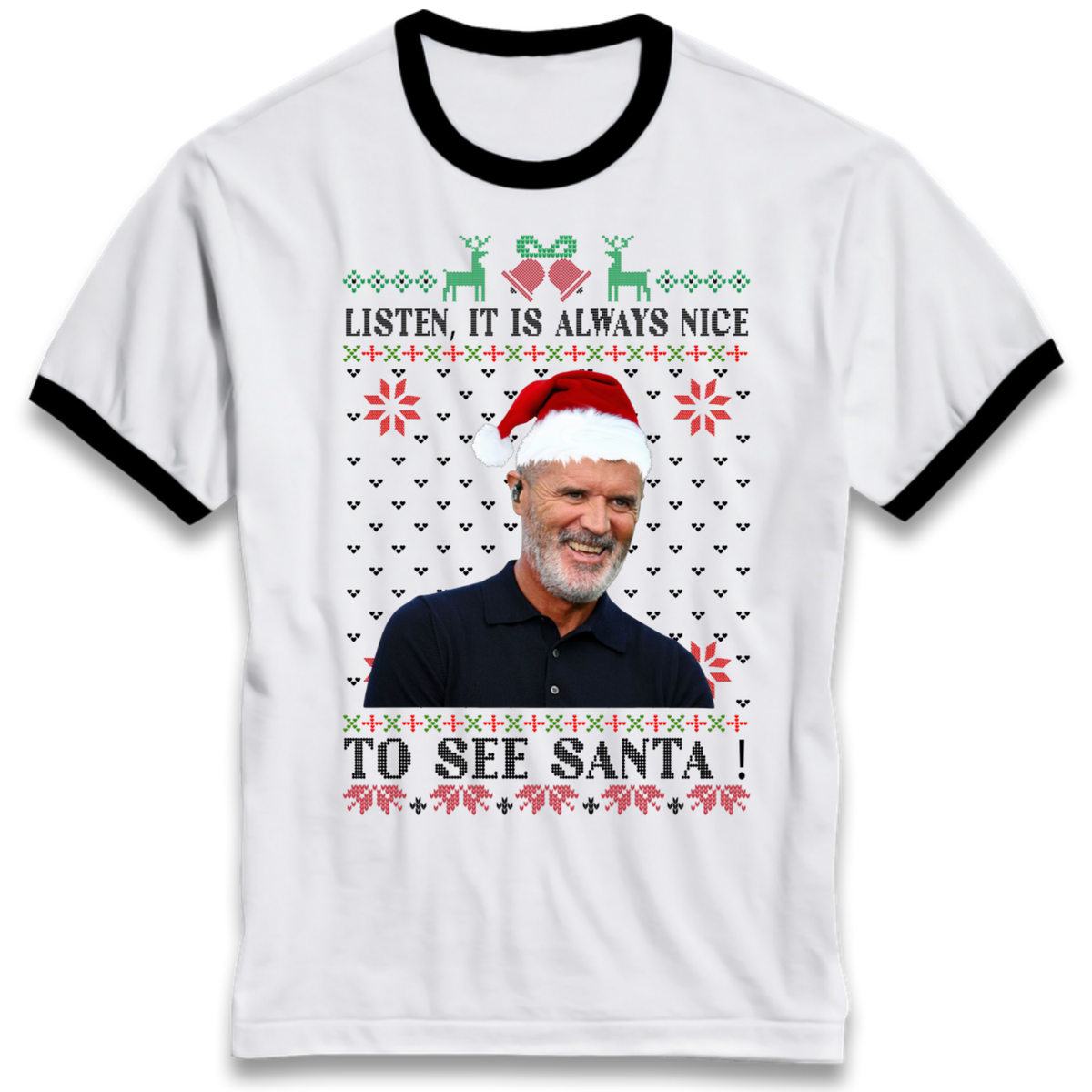 Roy Keane Christmas Ringer T-Shirt