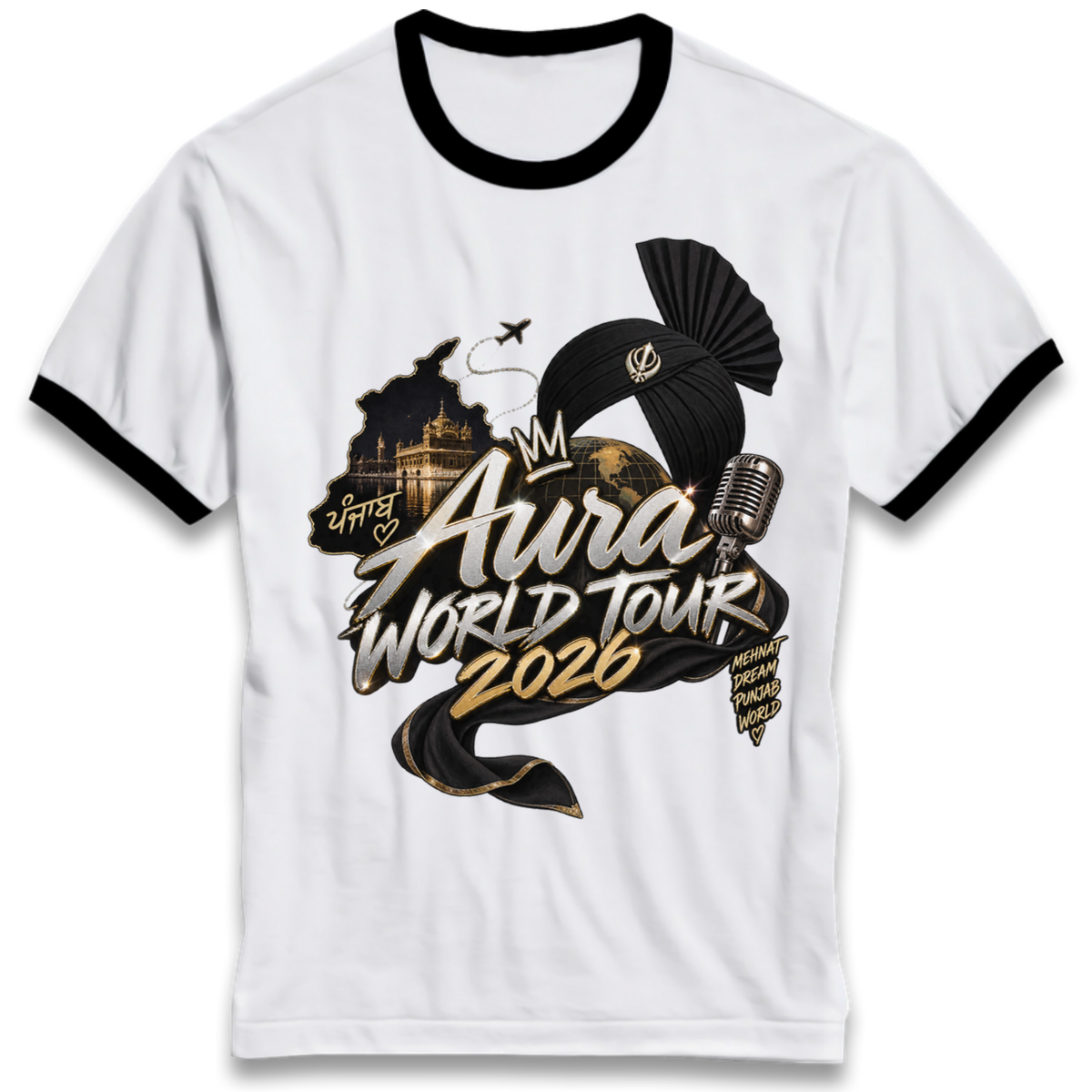 Diljit Dosanjh Aura World Tour 2026 Ringer T-Shirt