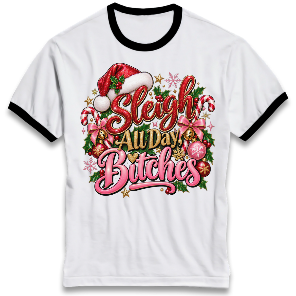Womens Christmas Ringer T-Shirt