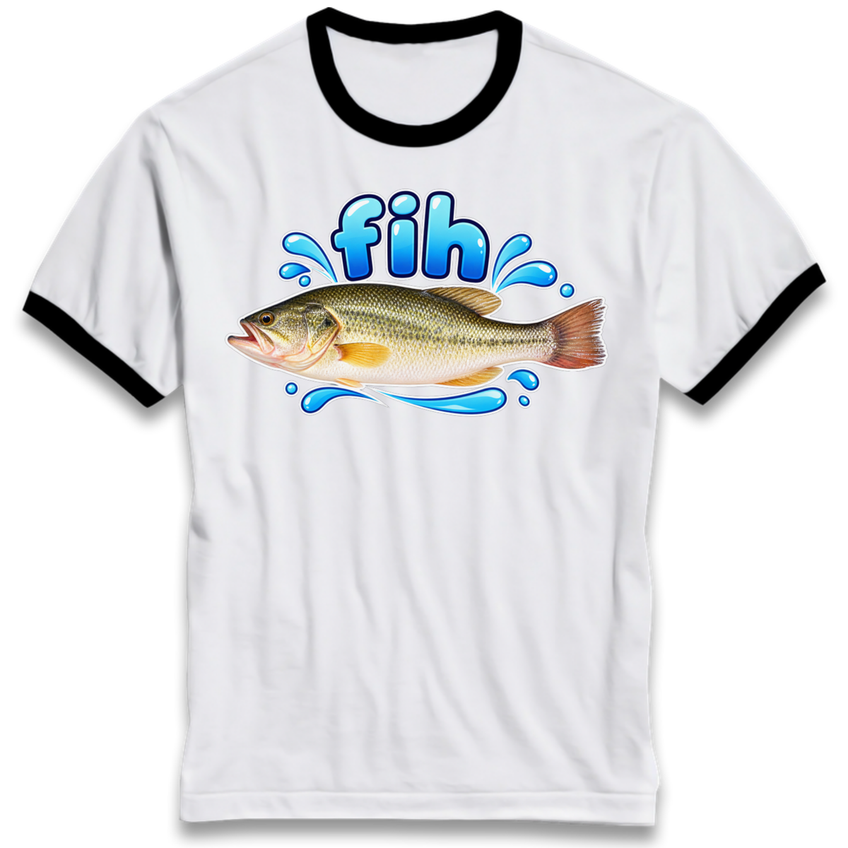 Fih Funny Bass Fish Ringer T-Shirt