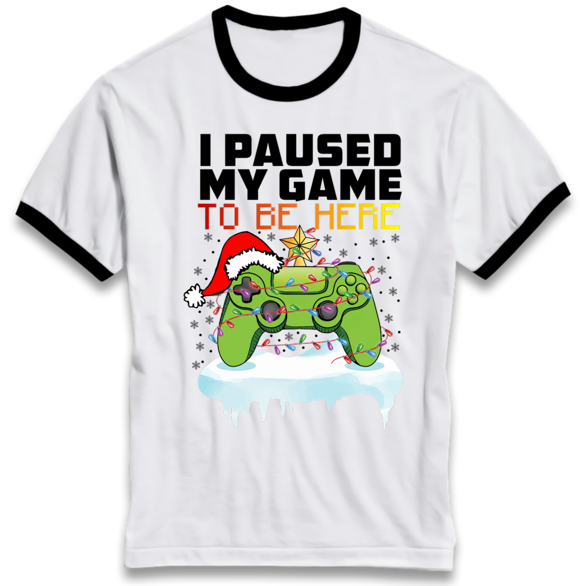 I Paused My Game Christmas Ringer T-Shirt