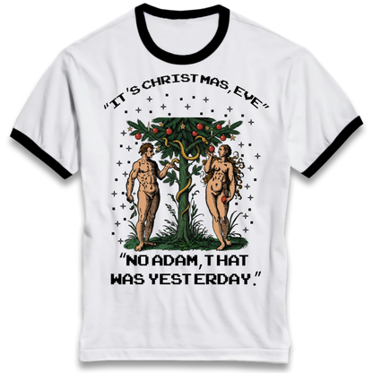 Adam & Eve Christmas Jumper Ringer T-Shirt
